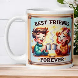 bettergiftflowers White Best Friend Forever Printed Smooth Surface Glossy Mugs 350 ml-50