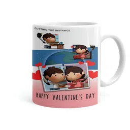 Khakee White & Blue Printed Ceramic Glossy Mug-picture-31