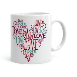 Khakee White & Pink Printed Ceramic Glossy Microwave Safe Mug 325ml-image-57