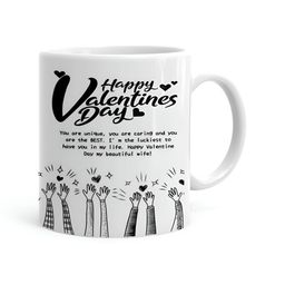 Khakee White & Black Printed Ceramic Glossy Mugs 325 ml-45