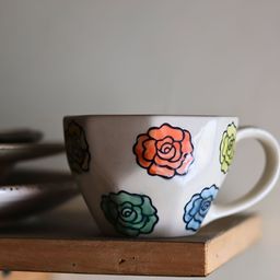 WEAVING HOMES White & Red Printed Ceramic Glossy Mug 200 ml-30