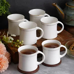 CDI White Solid Bone China Glossy Mugs Set of Cups and Mugs-14