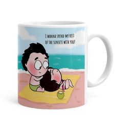 Khakee White & Blue Text or Slogans Printed Microwave Safe Ceramic Glossy Mug 325 ml-23