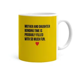 Khakee White & Yellow Printed Ceramic Glossy Mug-image-97