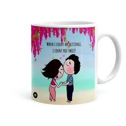 Khakee White & Green Graphic Printed Microwave Safe Ceramic Glossy Mug 325 ml-55