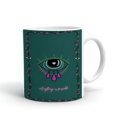 Khakee White & Green Printed Microwave Safe Glossy Finish Ceramic Mug 325 ml-27