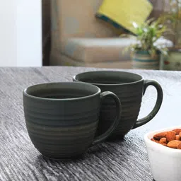 MIAH Decor Green 2 Pcs Textured Ceramic Matte Mugs 300 ml Each-image-43