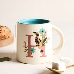 Chumbak Off White & Blue Printed Ceramic Glossy Mug 300 ml-52