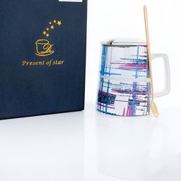 giBOX White & Purple Printed Ceramic Matte Mugs Set of Cups and Mugs-13
