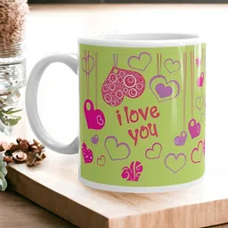 bettergiftflowers Green & Fuchsia Printed Ceramic Matte Smooth Surface Mug 350ml-image-28