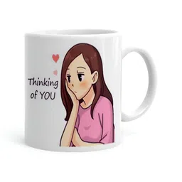 Khakee White & Pink Printed Microwave Safe Ceramic Glossy Mug 325 ml-47