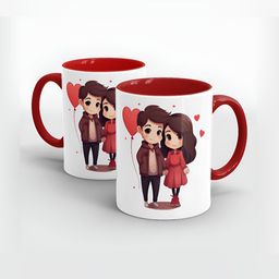 SUBLIKRAFT Red & White 2 Pieces Geometric Printed Ceramic Matte Mugs-picture-42