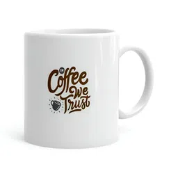Khakee White & Brown Printed Ceramic Glossy Mug 325 ml-0