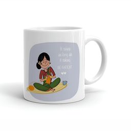 Khakee White & Blue Printed Ceramic Glossy Mugs 325 ml-36