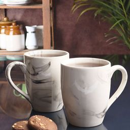 Aura White & Black 2 Pieces Printed Ceramic Glossy Mugs 250 ml each-8