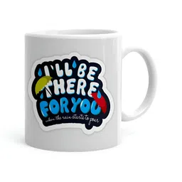 Khakee White & Blue Printed Microwave Safe Ceramic Glossy Mug 325 ml-3