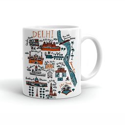 Khakee White & Black Printed Ceramic Glossy Mug 325 ml-13