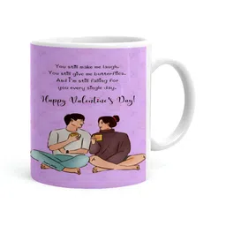 Khakee White & Purple Printed Microwave Safe Ceramic Glossy Mug 325 ml-33