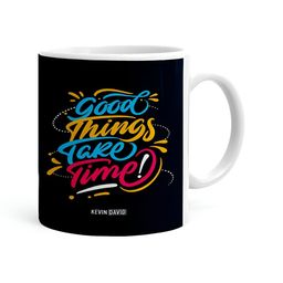 Khakee White & Blue Text or Slogans Printed Ceramic Glossy Mugs 325 ml-22