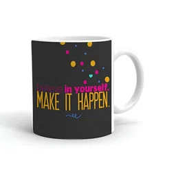 Khakee White & Black Text or Slogans Printed Ceramic Glossy Mug 325 ml-14