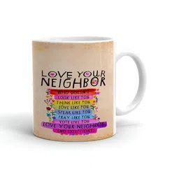 Khakee White & Brown Text or Slogans Printed Ceramic Glossy Mug 325 ML-13