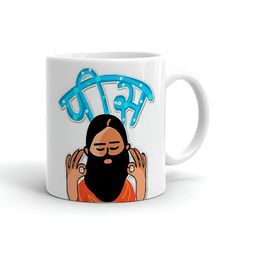 Khakee White & Blue Text or Slogans Printed Microwave Safe Ceramic Glossy Mug 325 ml-17