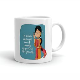 Khakee White & Blue Printed Ceramic Glossy Mug 325 ml-56