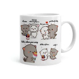 Khakee White & Grey Printed Microwave Safe Ceramic Glossy Mug 325 ml-11