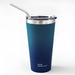 The Better Home Blue Stainless Steel Tumbler with Straw & Lid 450ml-image-57