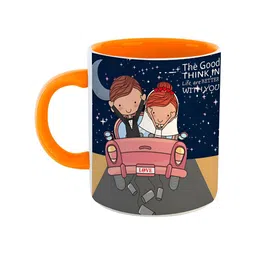 ARTBUG Orange & Black Printed Ceramic Glossy Mug 350 ml-picture-17