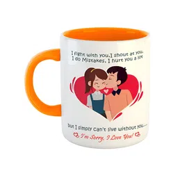 ARTBUG Orange & White Printed Ceramic Glossy Mug 330 ml-6