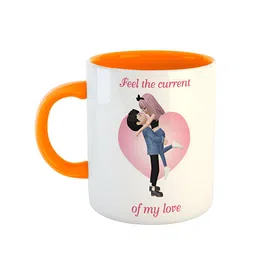 ARTBUG Orange White Printed Ceramic Glossy Mugs 350 ml-image-91