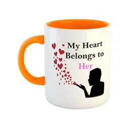 ARTBUG Orange & White Printed Ceramic Glossy Mug 350 ml-image-76