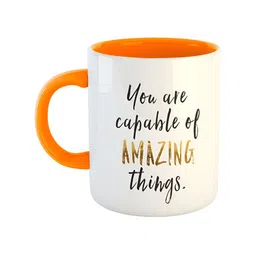 ARTBUG Orange & White Printed Ceramic Glossy Dishwasher And Microwave Safe Mug 350ml-image-68