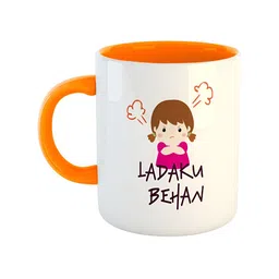 ARTBUG Orange White Printed Ceramic Glossy Mugs 350 ml-image-94