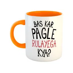 ARTBUG Orange White Printed Ceramic Glossy Mugs 350 ml-image-68