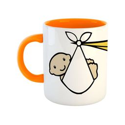 ARTBUG Orange & White Dishwasher Safe Printed Ceramic Glossy Mug 350 ml-image-91