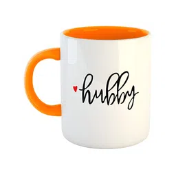 ARTBUG Orange White Printed Ceramic Glossy Mugs 350 ml-image-66