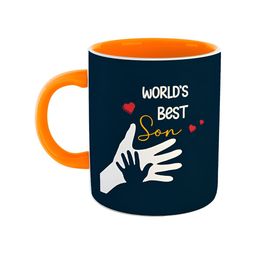 ARTBUG Orange & Navy Blue Printed Ceramic Glossy Mug 350 ml-image-99