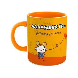 ARTBUG Orange & Mustard Text Or Slogans Printed Ceramic Glossy Mug 350ml-image-59