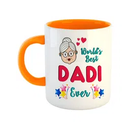ARTBUG Orange & White Printed Ceramic Glossy Mug 350 ml-image-89