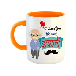 ARTBUG Orange White Printed Ceramic Glossy Mugs 350 ml-image-71