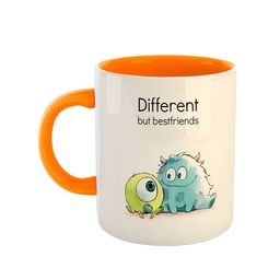ARTBUG Orange & White Dishwasher Safe Printed Ceramic Glossy Mug-image-34