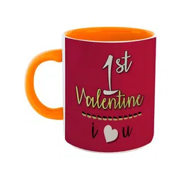 ARTBUG Orange & Red Text Or Slogans Printed Ceramic Glossy Mug 350ml-image-31