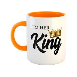 ARTBUG Orange & White Printed Ceramic Glossy Mug 330 ml-5