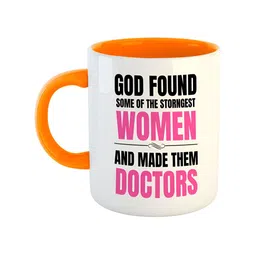 ARTBUG Orange White Printed Ceramic Glossy Mugs 350 ml-image-99