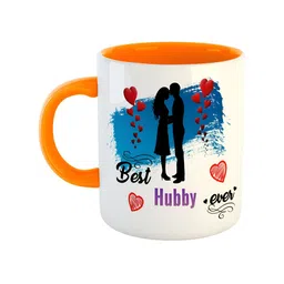 ARTBUG Orange & White Printed Ceramic Glossy Mug 350 ml-image-77