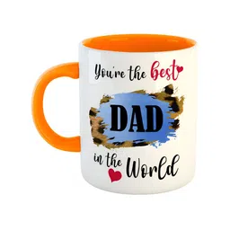 ARTBUG Orange & White Printed Ceramic Glossy Dishwasher And Microwave Safe Mug 350ml-image-61