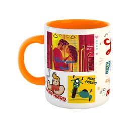 ARTBUG Orange & White Dishwasher Safe Printed Ceramic Glossy Mug 350 ml-image-51