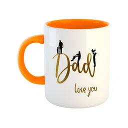ARTBUG Orange White Printed Ceramic Glossy Mugs 350 ml-image-92